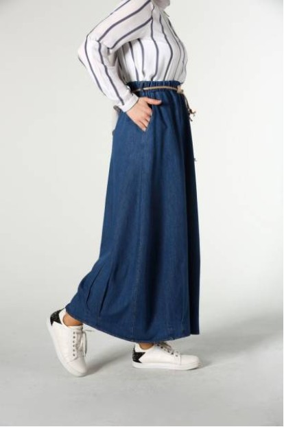 Elastic Jeans Skirt